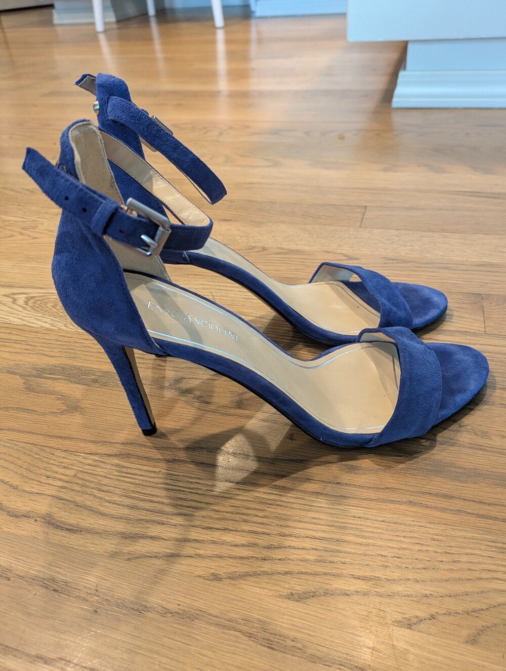 Enzo Angiolini Cobalt Blue Suede Ankle-Strap Stilettos